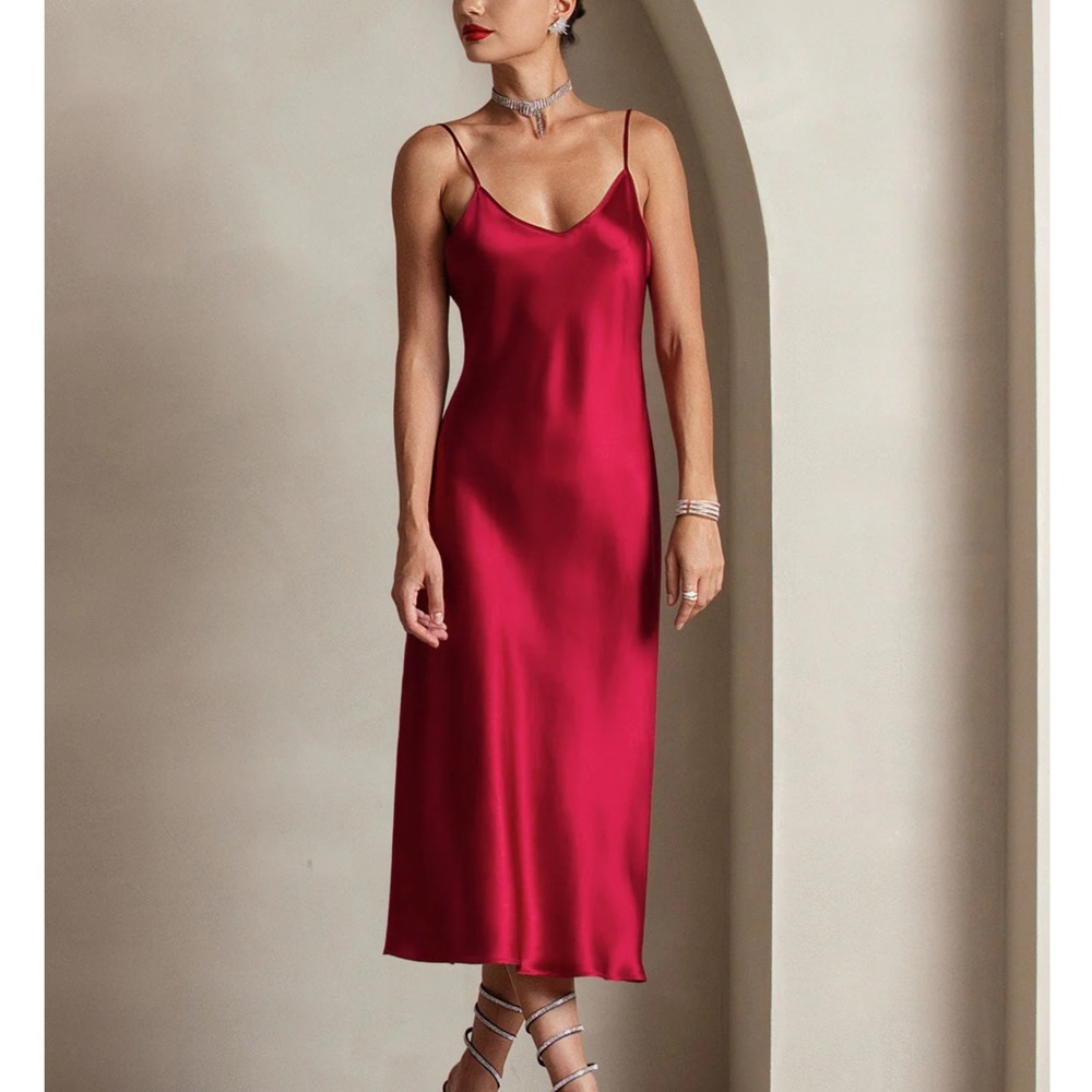 Silk Silky Elegant Red Silk Dress